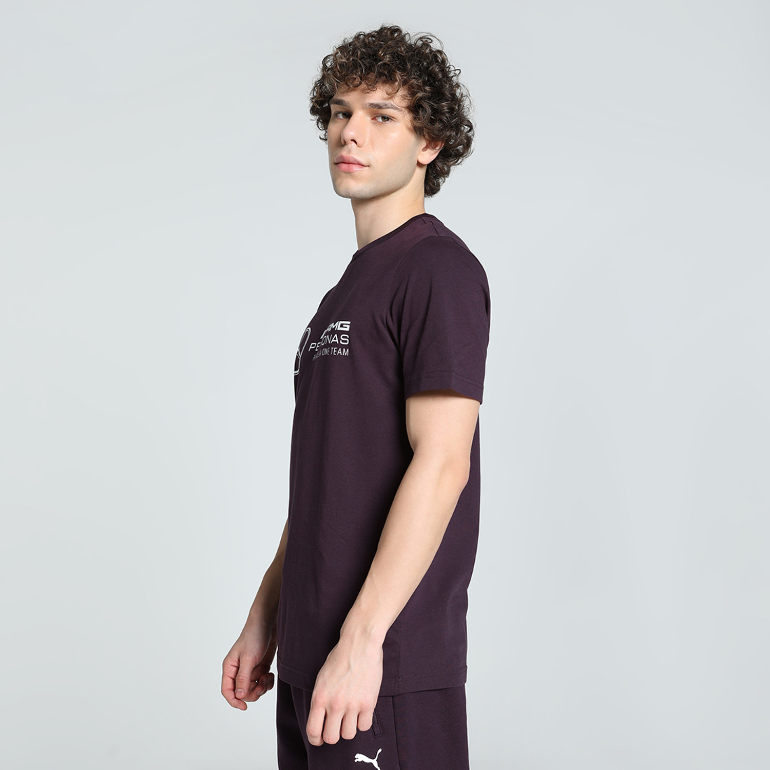 Image of PUMA Printed Men Crew Neck Purple T-Shirt