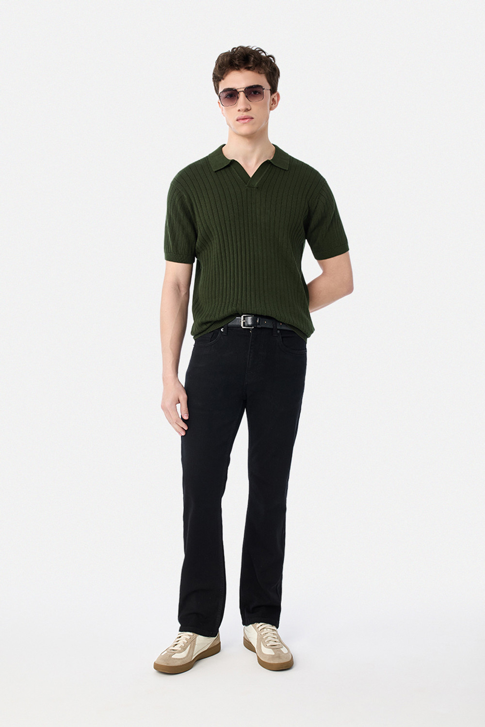 Image of Snitch Solid Men Polo Neck Green T-Shirt