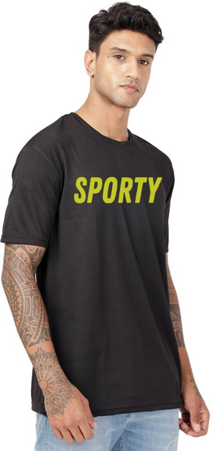 3colors Printed Men Round Neck Black T-Shirt