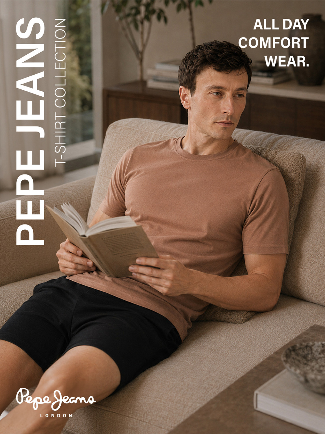 Image of Pepe Jeans Solid Men Round Neck Brown T-Shirt
