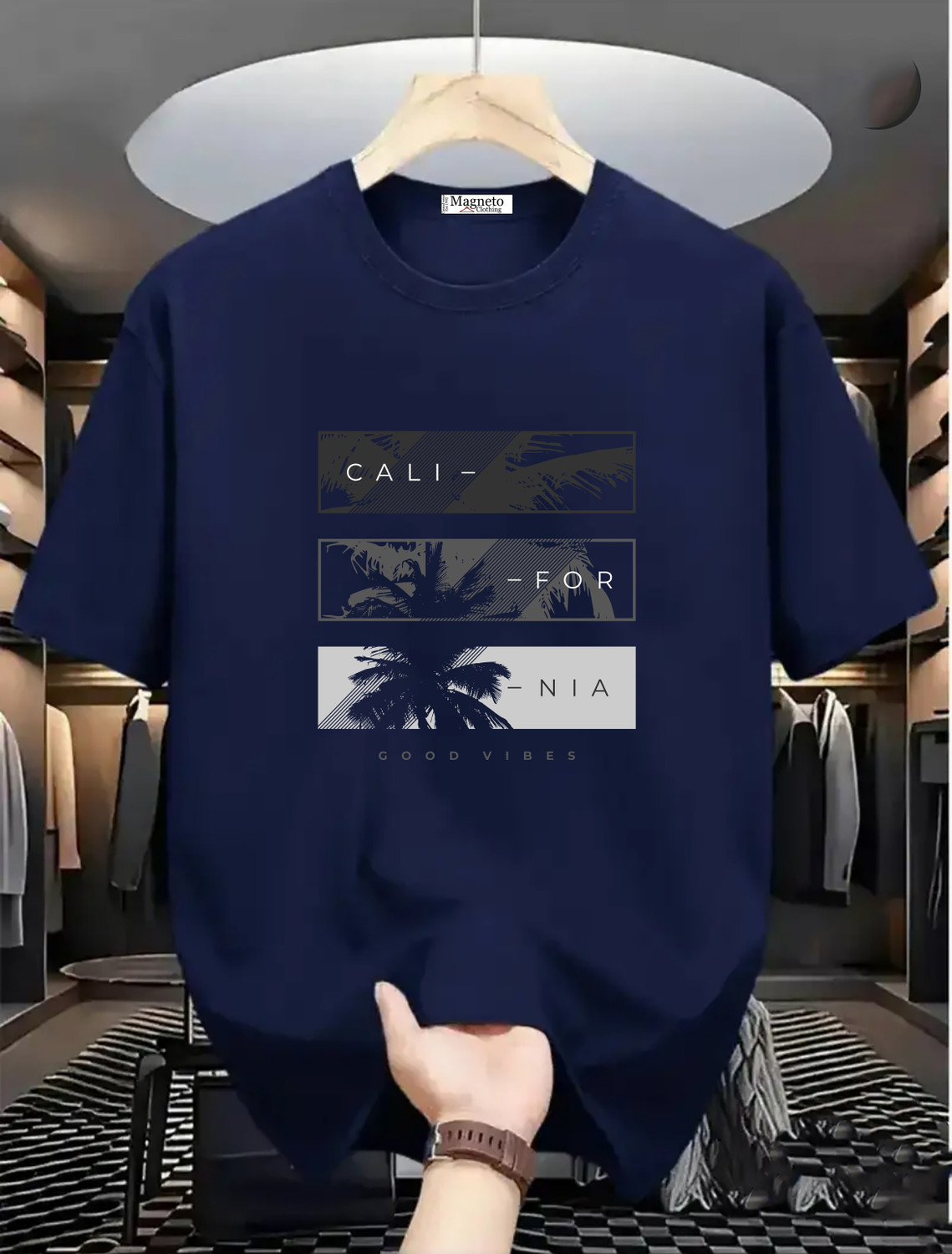 Image of Magneto Printed Men Round Neck Navy Blue T-Shirt