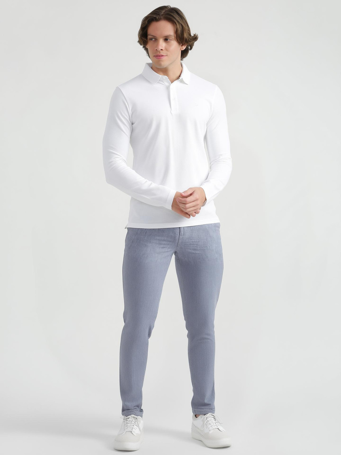 United Colors of Benetton Solid Men Polo Neck White T-Shirt