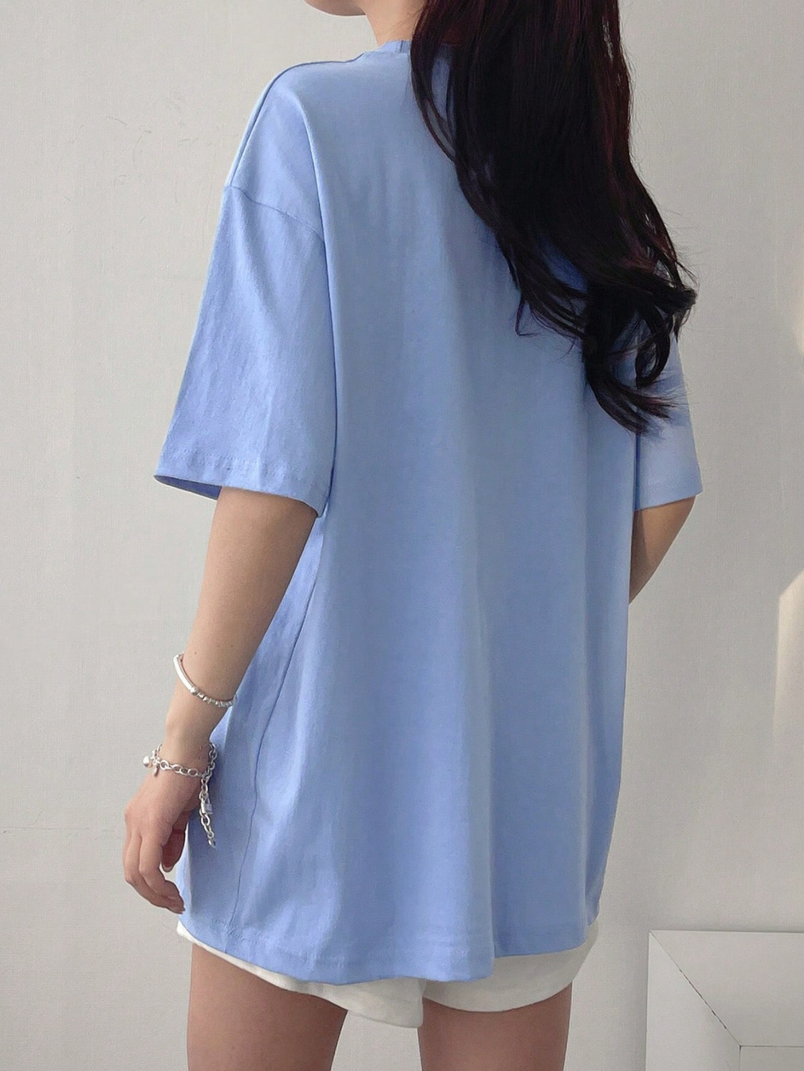 Image of Veroconic Printed Women Round Neck Light Blue T-Shirt