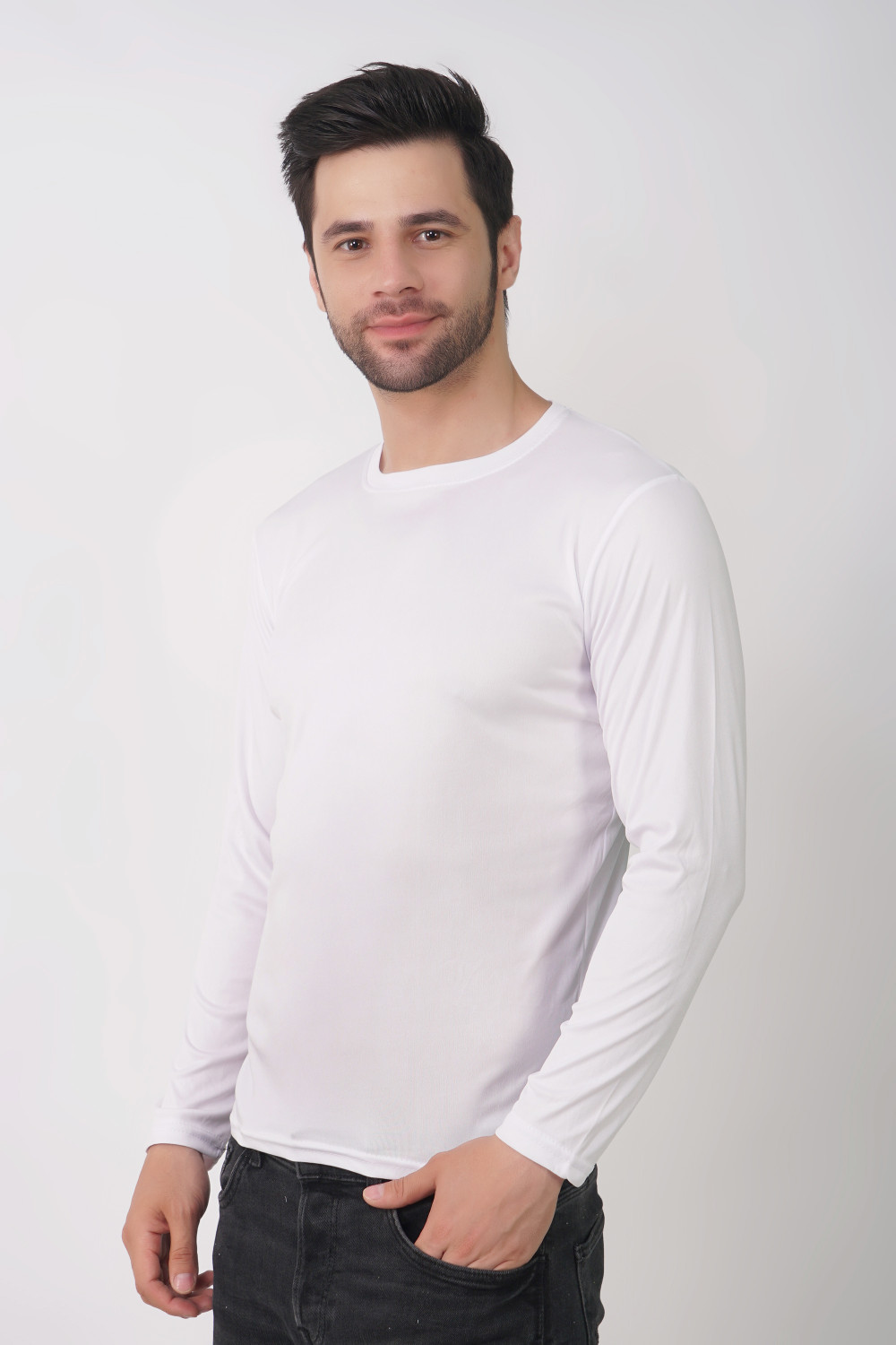 Image of KASPY Solid Men Round Neck White T-Shirt
