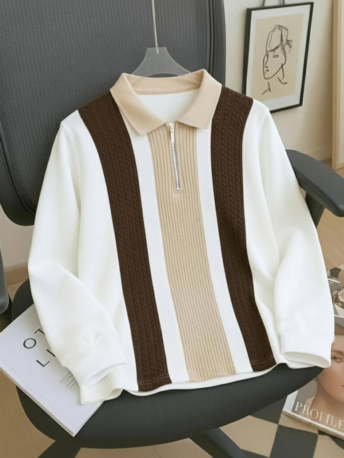 AUSK Full Sleeve Striped Men Sweatshirt