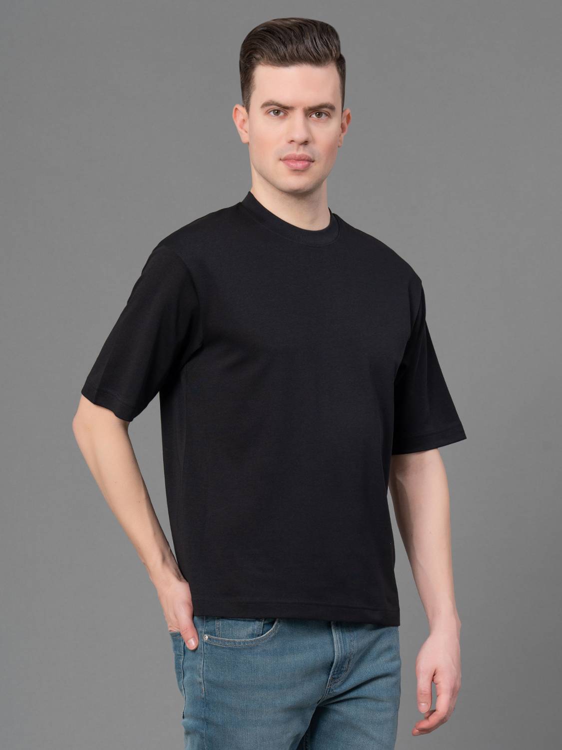RED TAPE Men Black Round Neck T-Shirt - Image 2