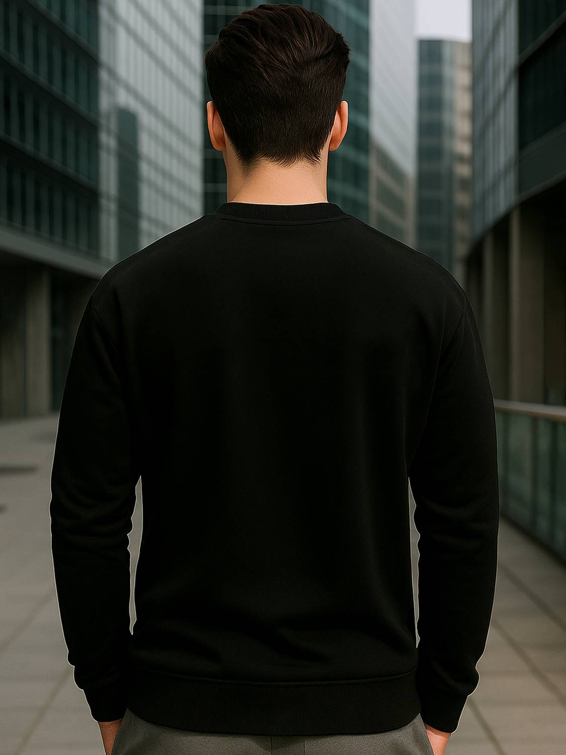 Jump Cuts Black Men Round Neck T-Shirt - Image 4