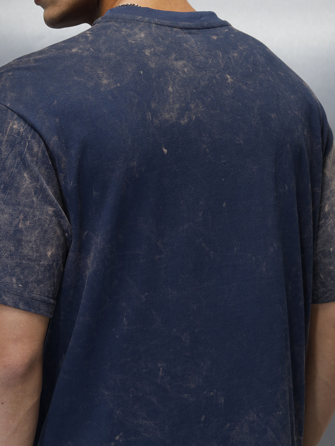 Image of WROGN Washed Men Crew Neck Blue T-Shirt
