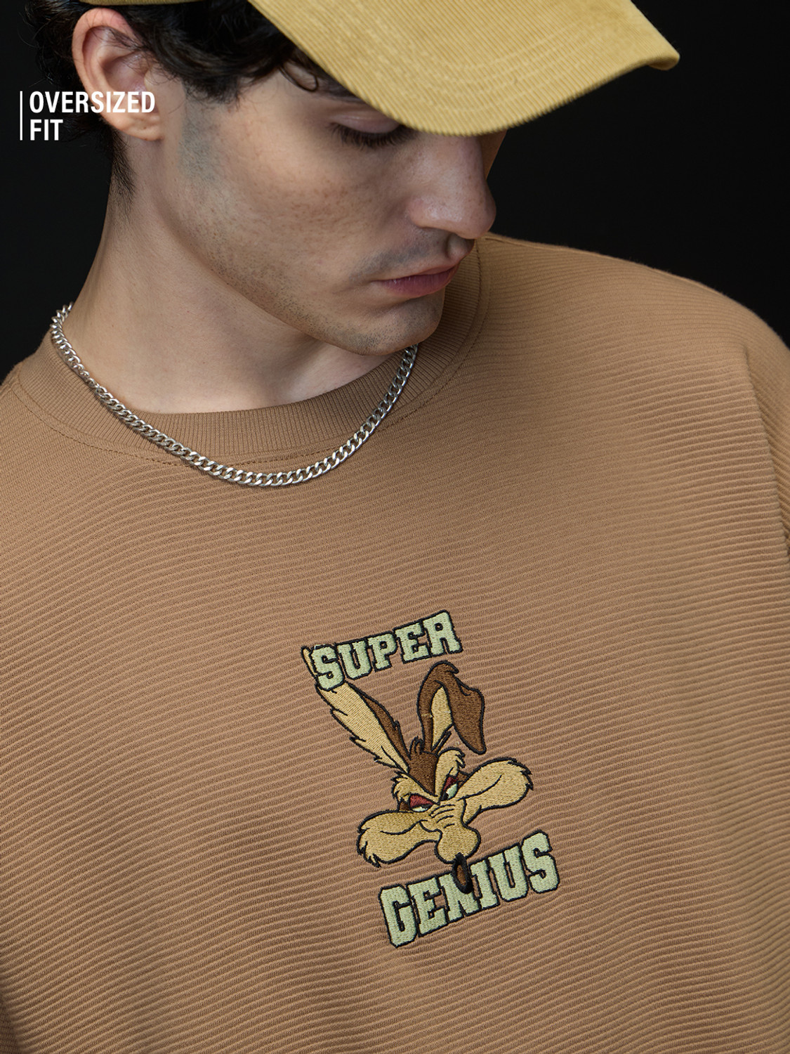 Image of The Souled Store Cartoon Men Round Neck Brown T-Shirt