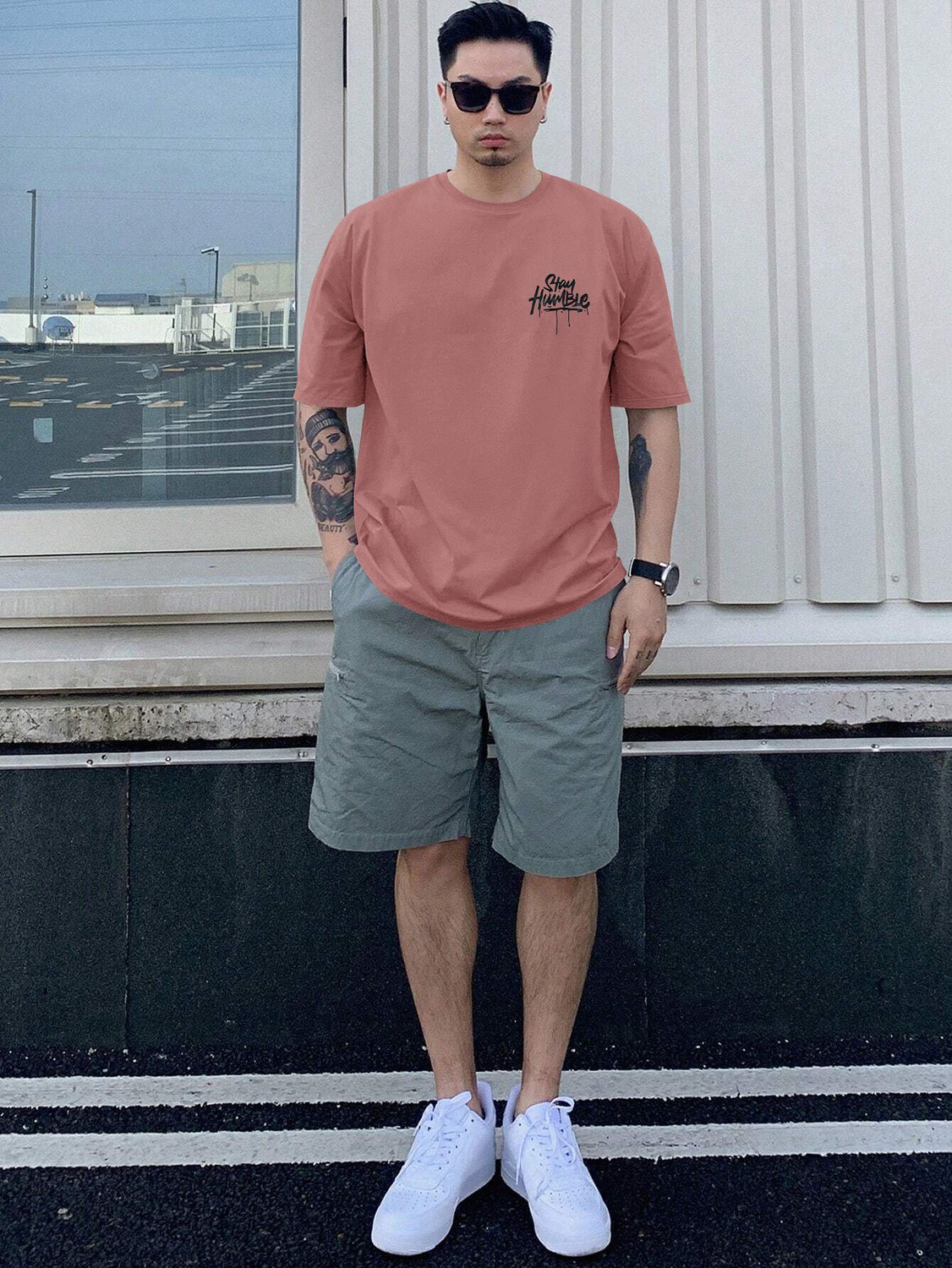 Image of parthcreation Printed Men Round Neck Pink T-Shirt