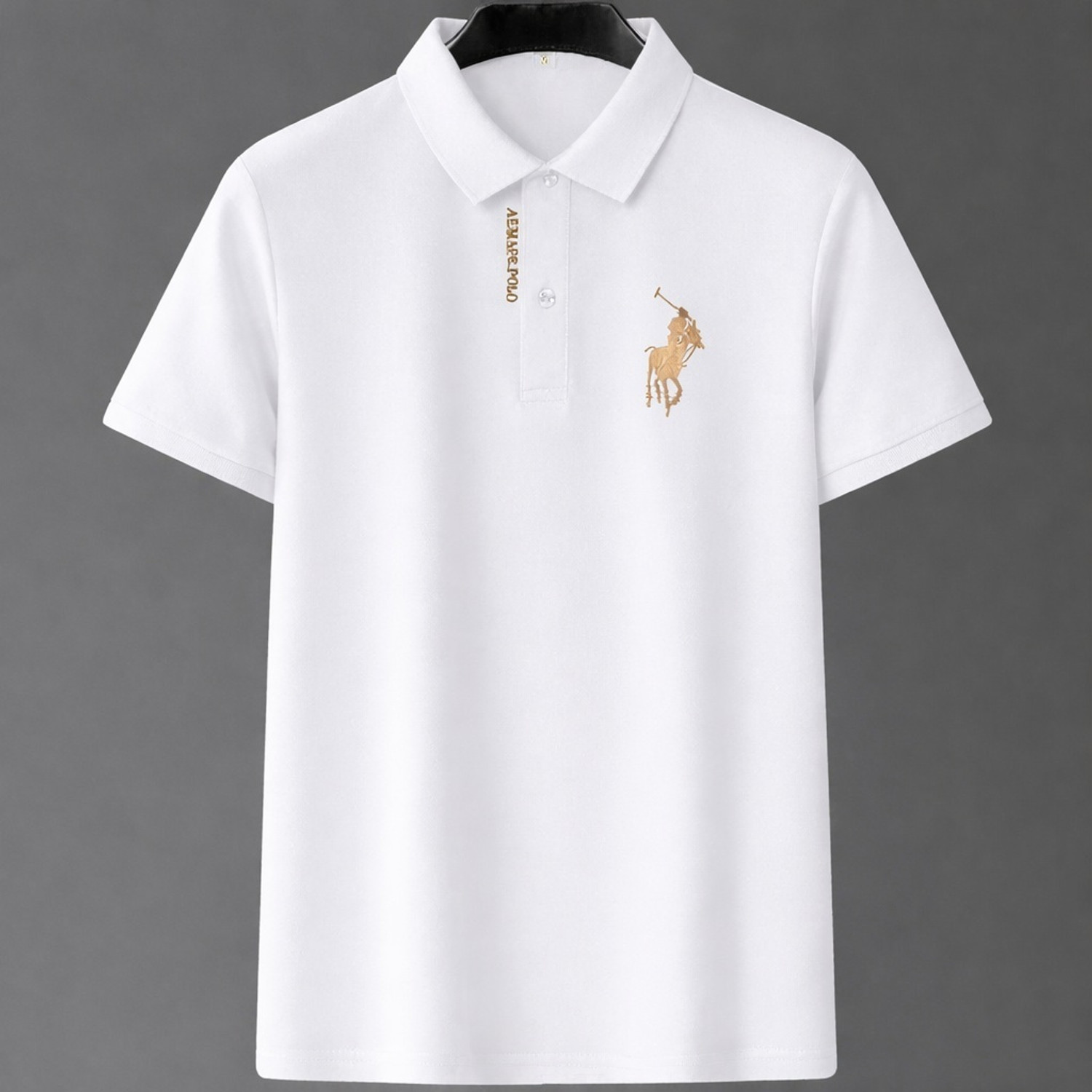Image of hasti enterprise Embroidered Men Polo Neck White T-Shirt