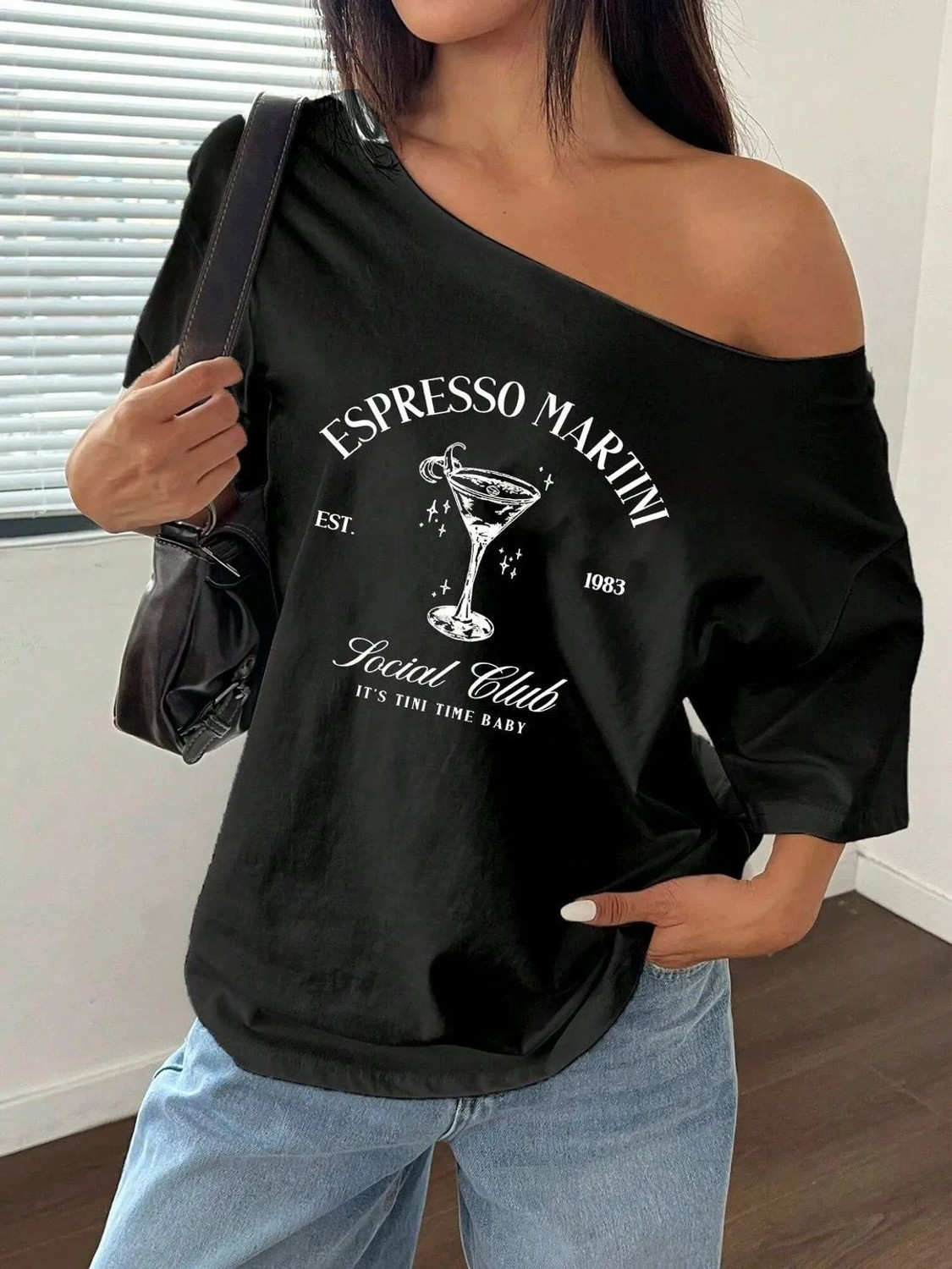 Image of Calm Down Printed Women Round Neck Black T-Shirt