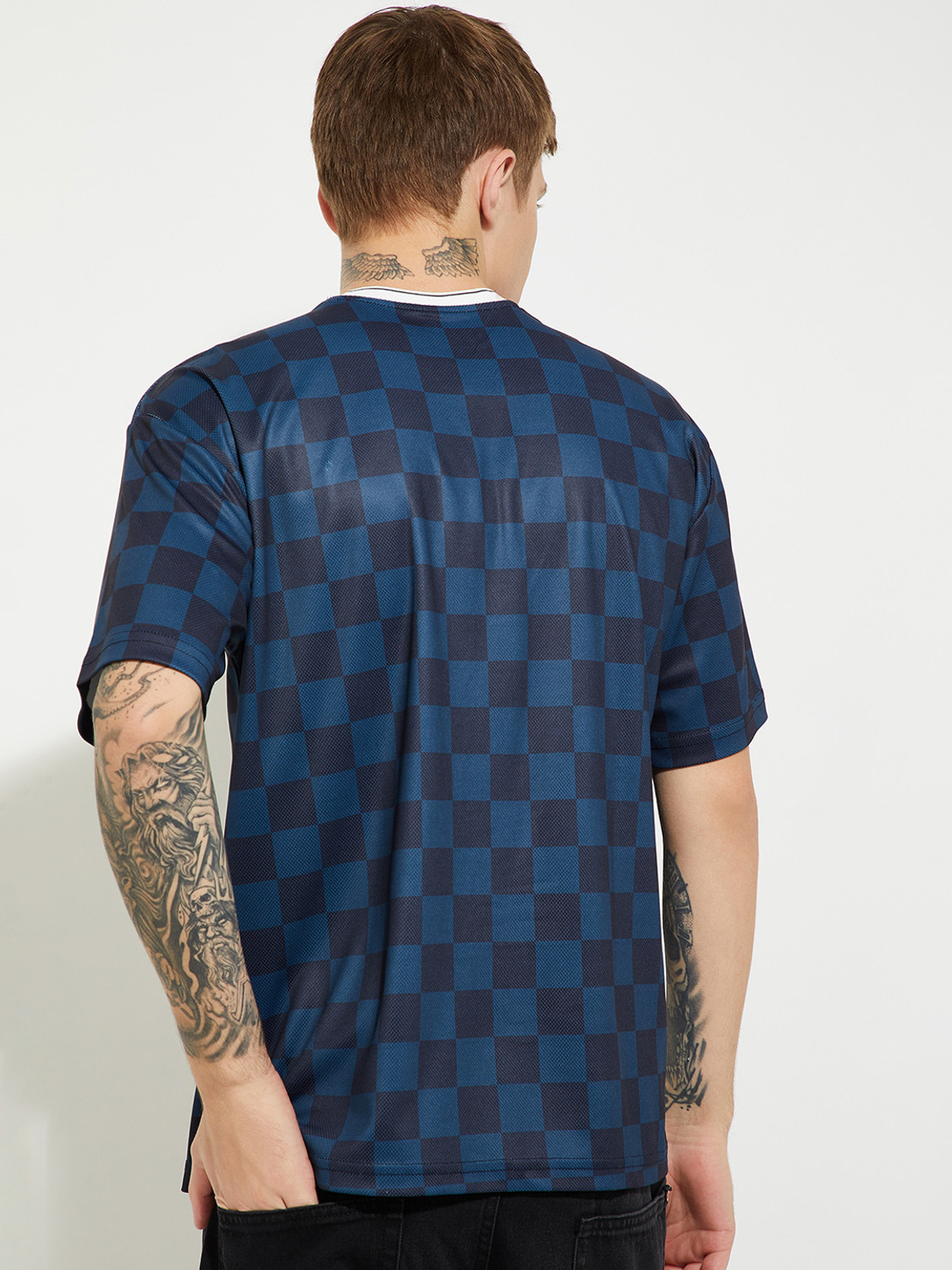 Image of MAX Printed Men Round Neck Blue T-Shirt
