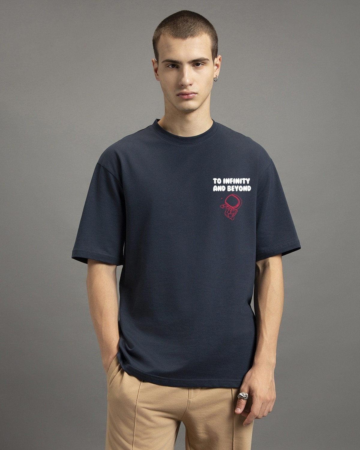 Image of BEWAKOOF Graphic Print Men Round Neck Blue T-Shirt