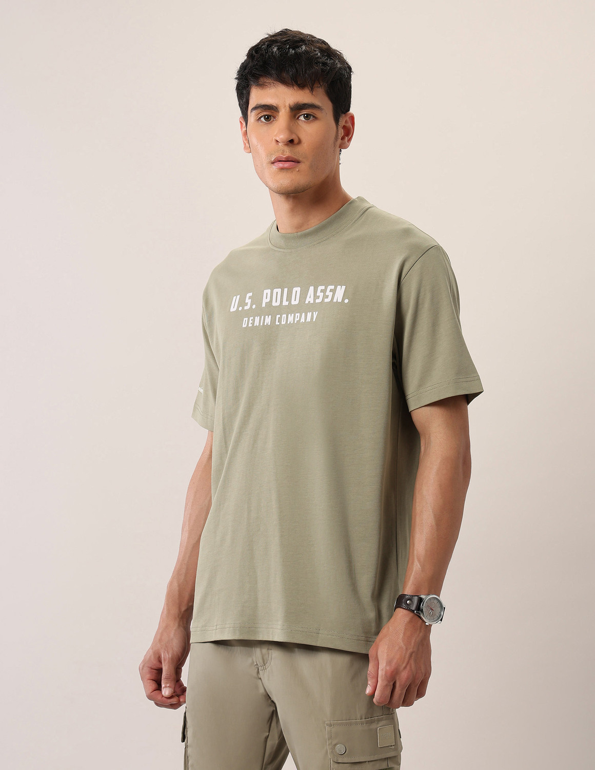 Image of U.S. Polo Assn. Denim Co. Graphic Print Men Crew Neck Green T-Shirt