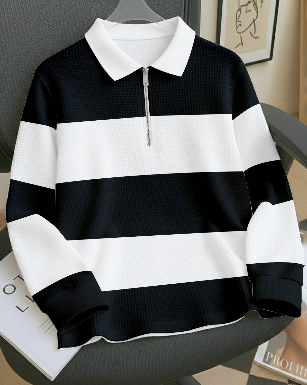 AOOSH Full Sleeve Striped Men Sweatshirt