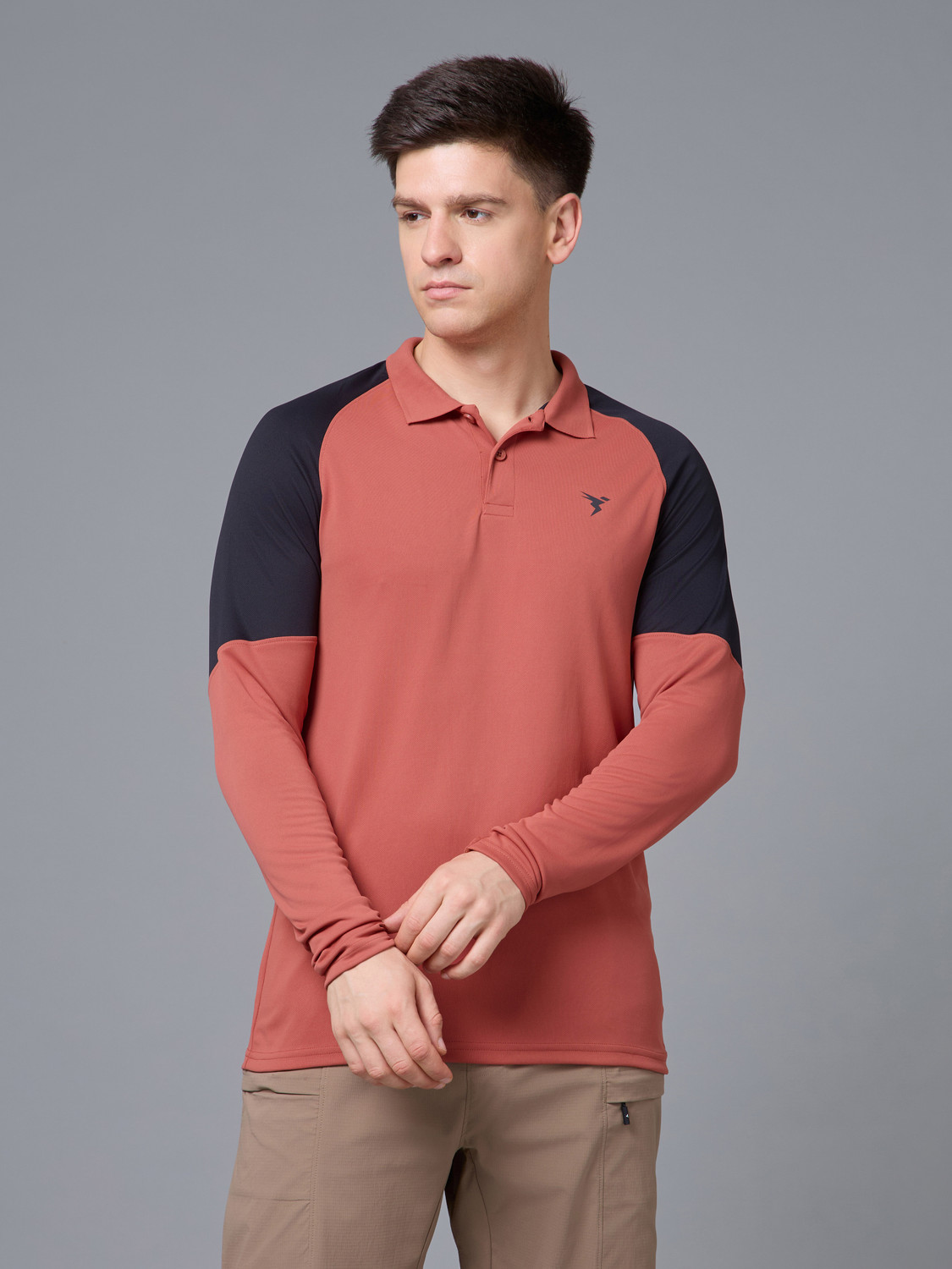 Image of TECHNOSPORT Colorblock Men Polo Neck Red T-Shirt