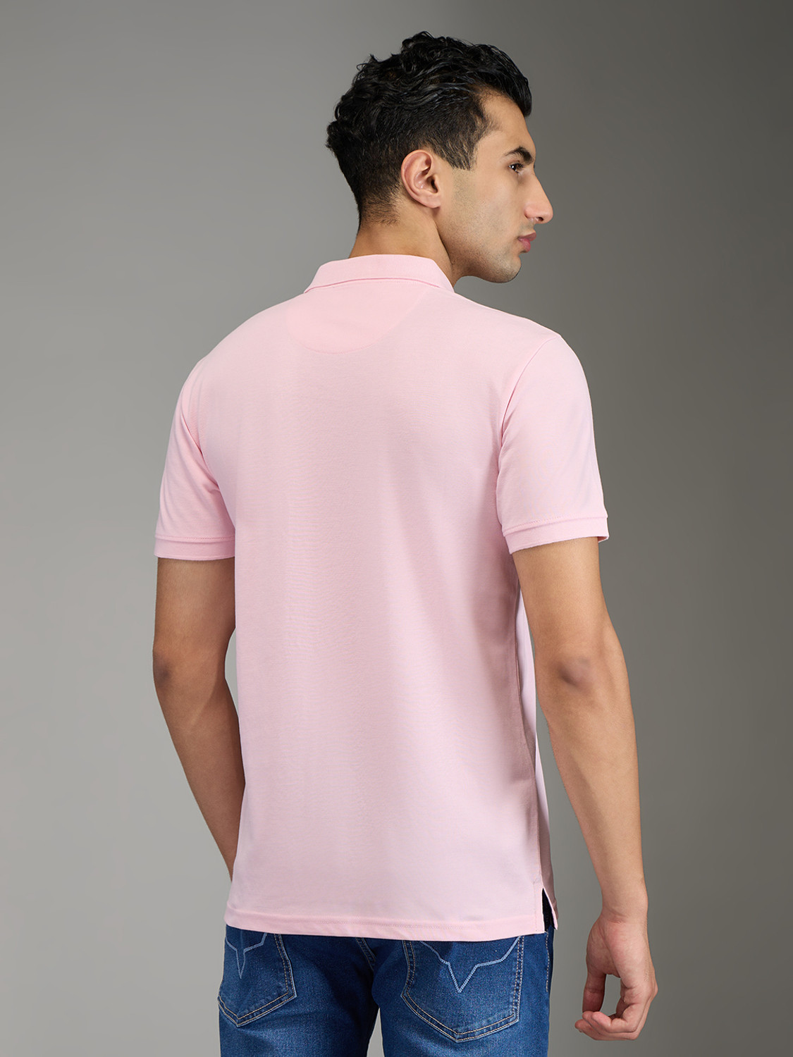 Image of Pepe Jeans Self Design Men Polo Neck Pink T-Shirt