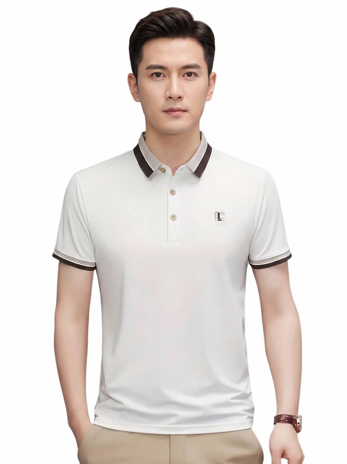 Dhruvinja White Polo Neck T-Shirt - Image 1