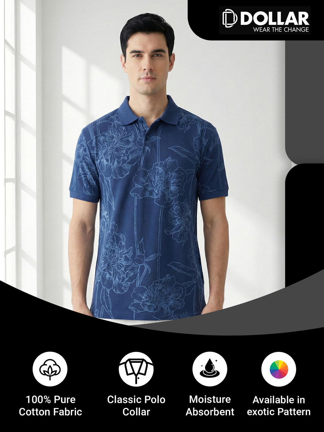 Image of Dollar Self Design Men Polo Neck Multicolor T-Shirt