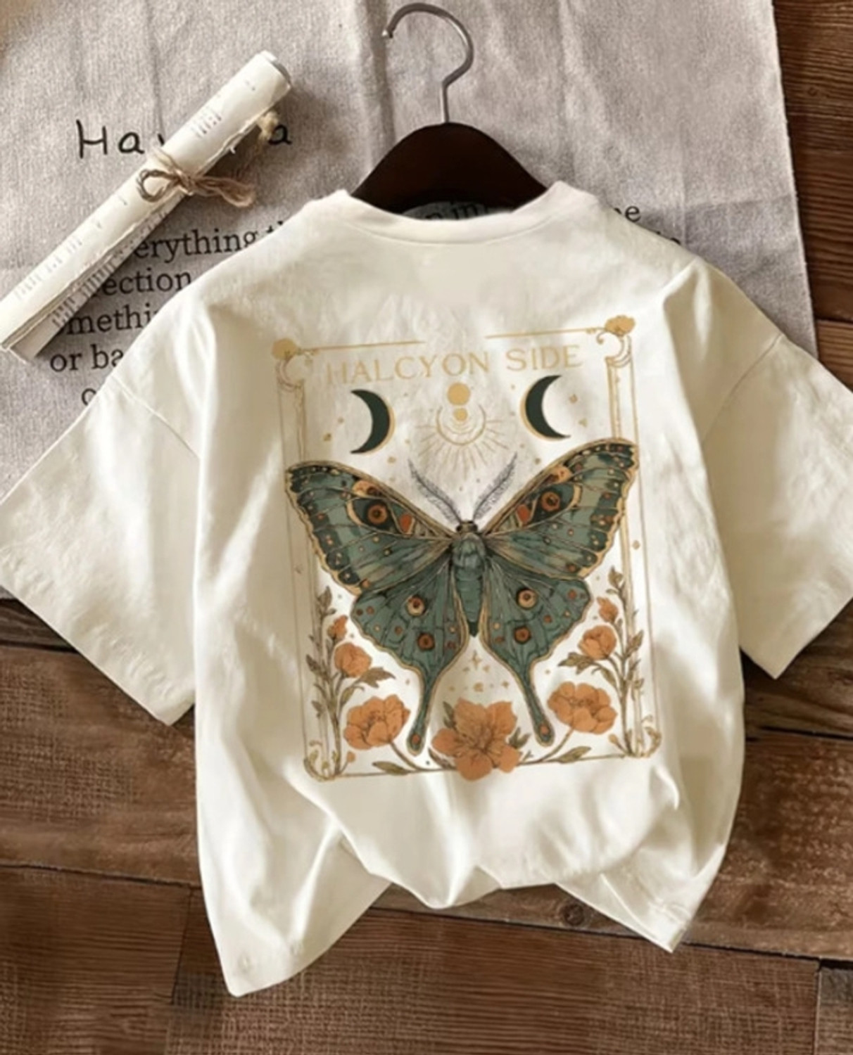 Image of Ascenzo Printed Women Round Neck Beige T-Shirt
