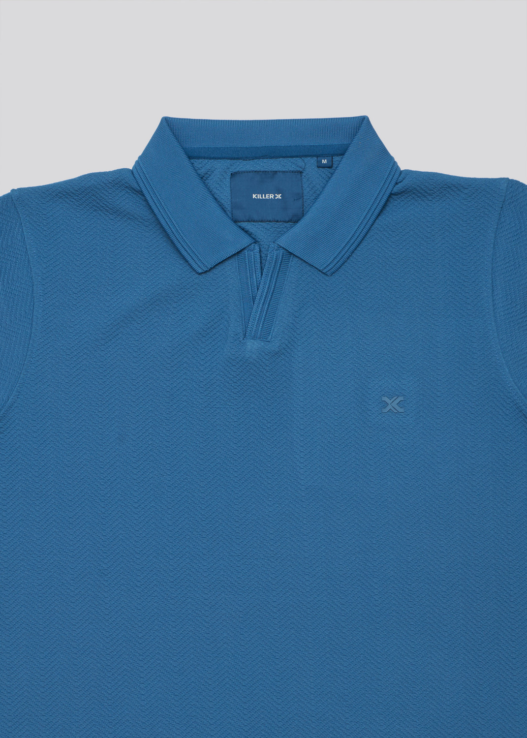 Image of KILLER Solid Men Polo Neck Blue T-Shirt