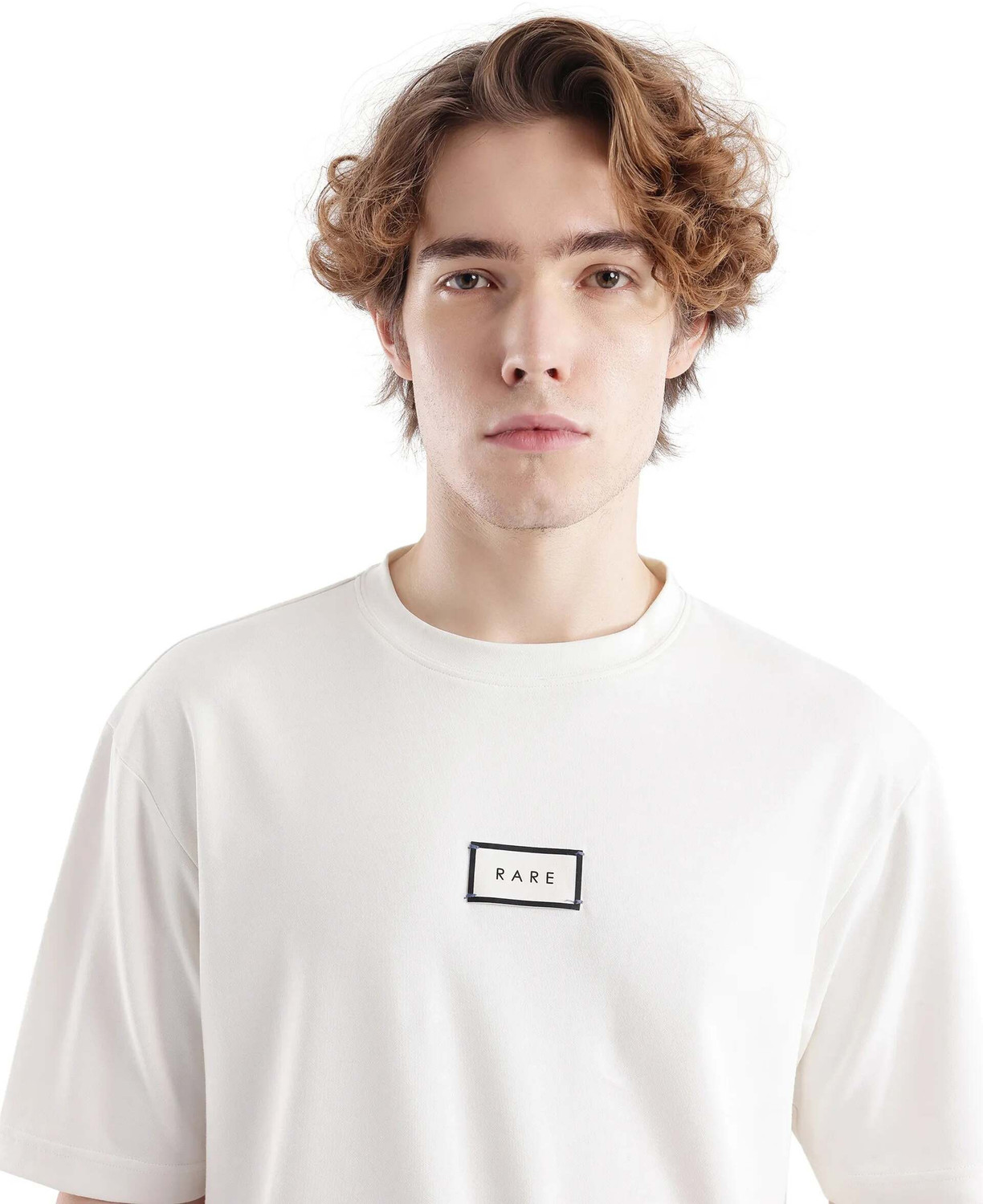 Image of RARE RABBIT Printed Men Round Neck White T-Shirt