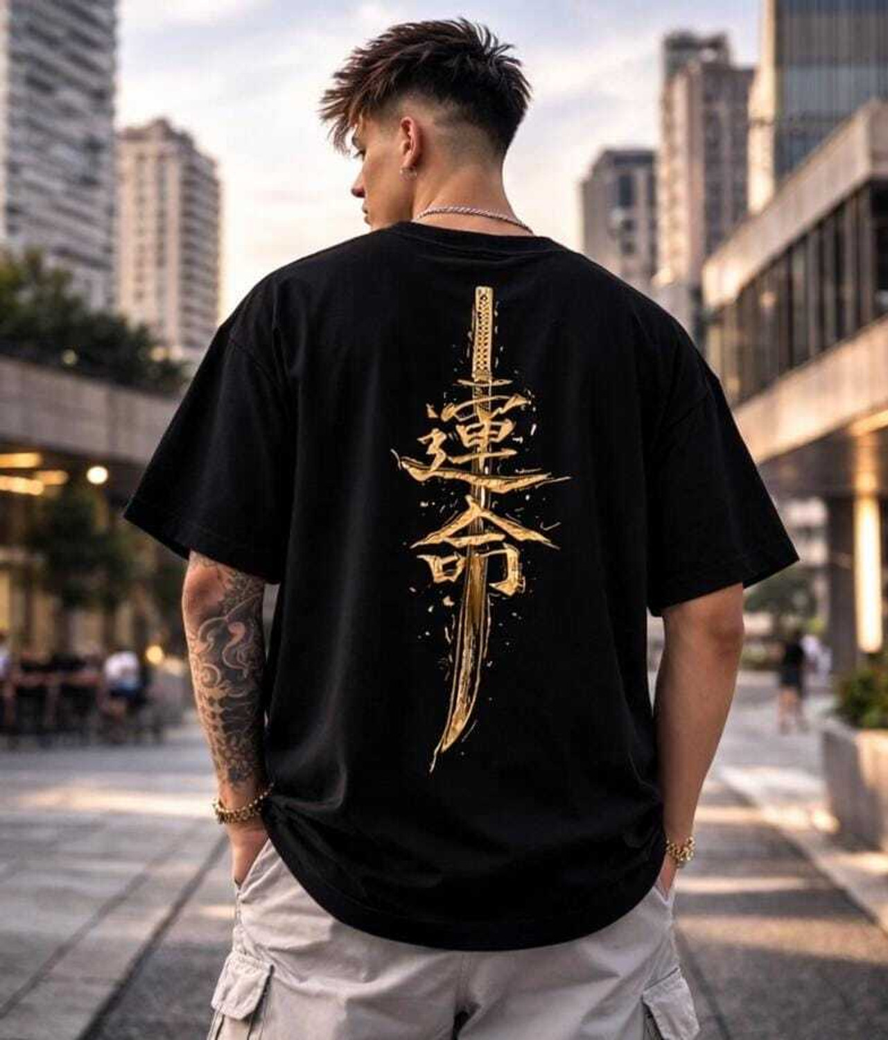 Image of PLEK Printed Men Round Neck Black T-Shirt