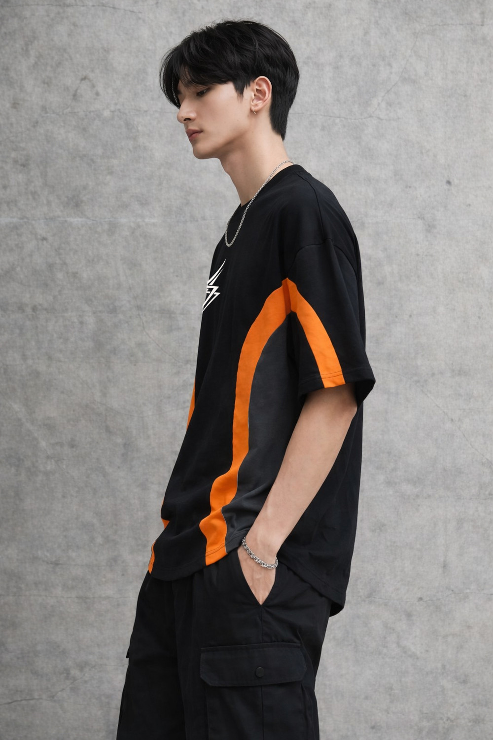 Image of JUGULAR Men Colorblock Round Neck Cotton Blend Multicolor T-Shirt