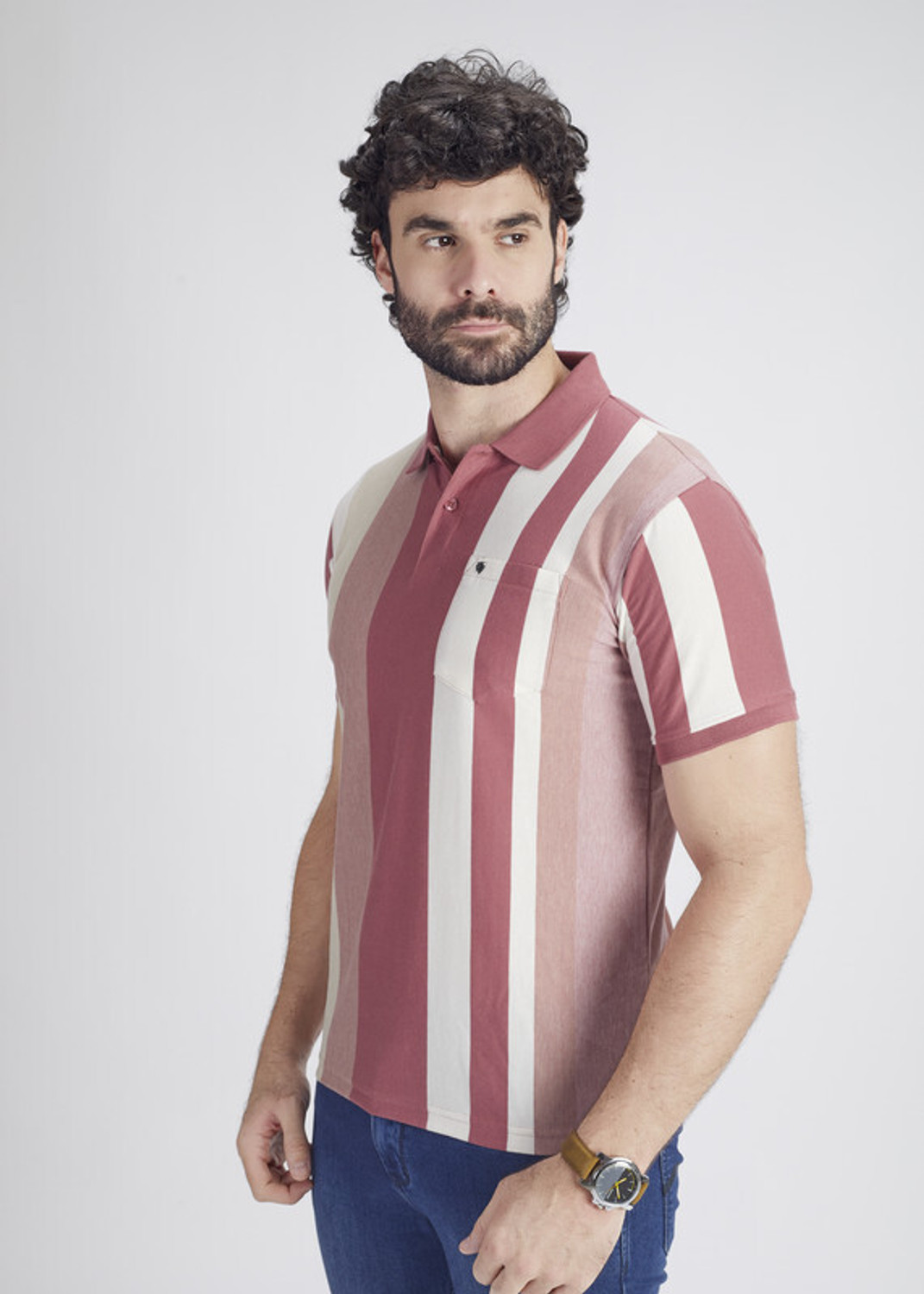 Image of PRORIDERS Striped Men Polo Neck Multicolor T-Shirt