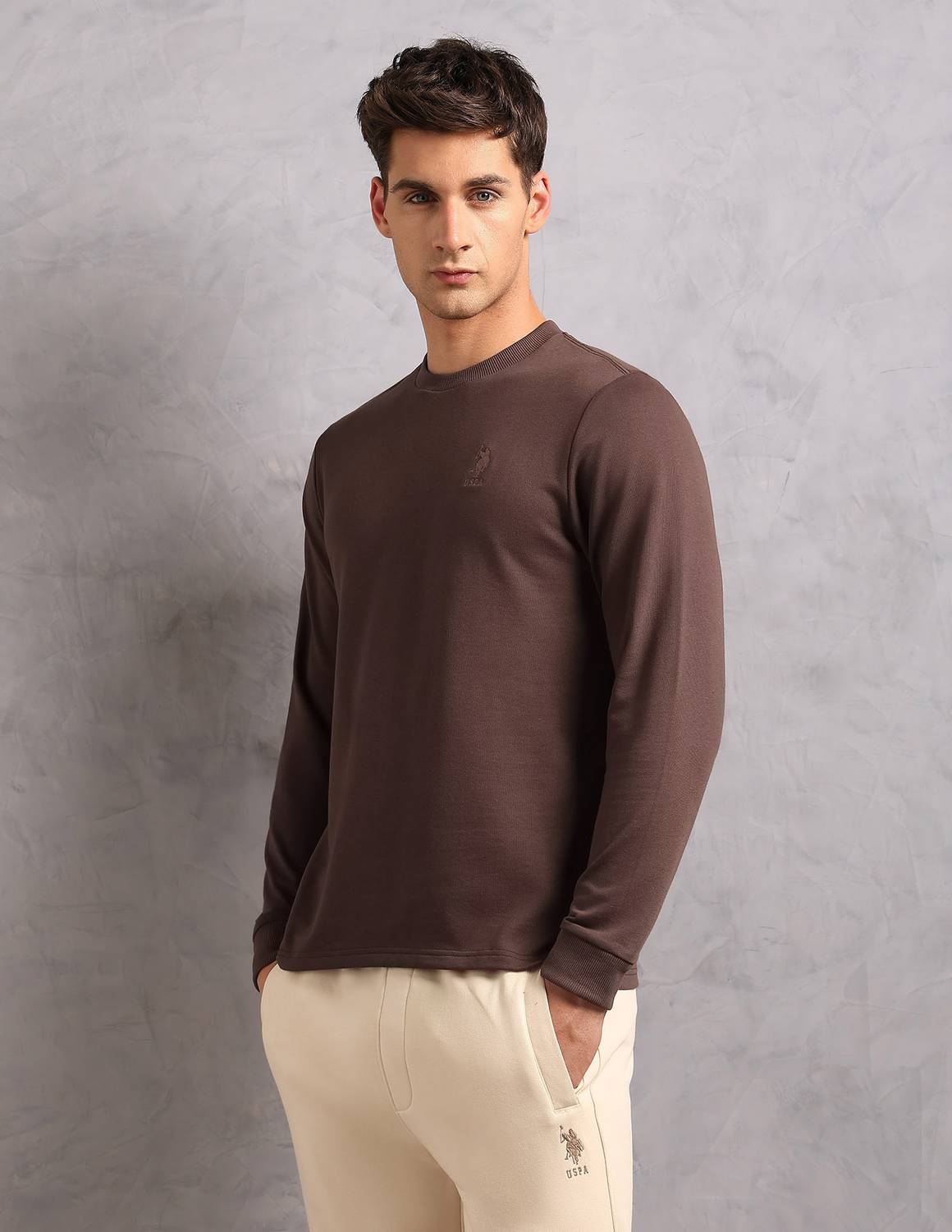 U.S. POLO ASSN. Men Brown Crew Neck T-Shirt - Image 2