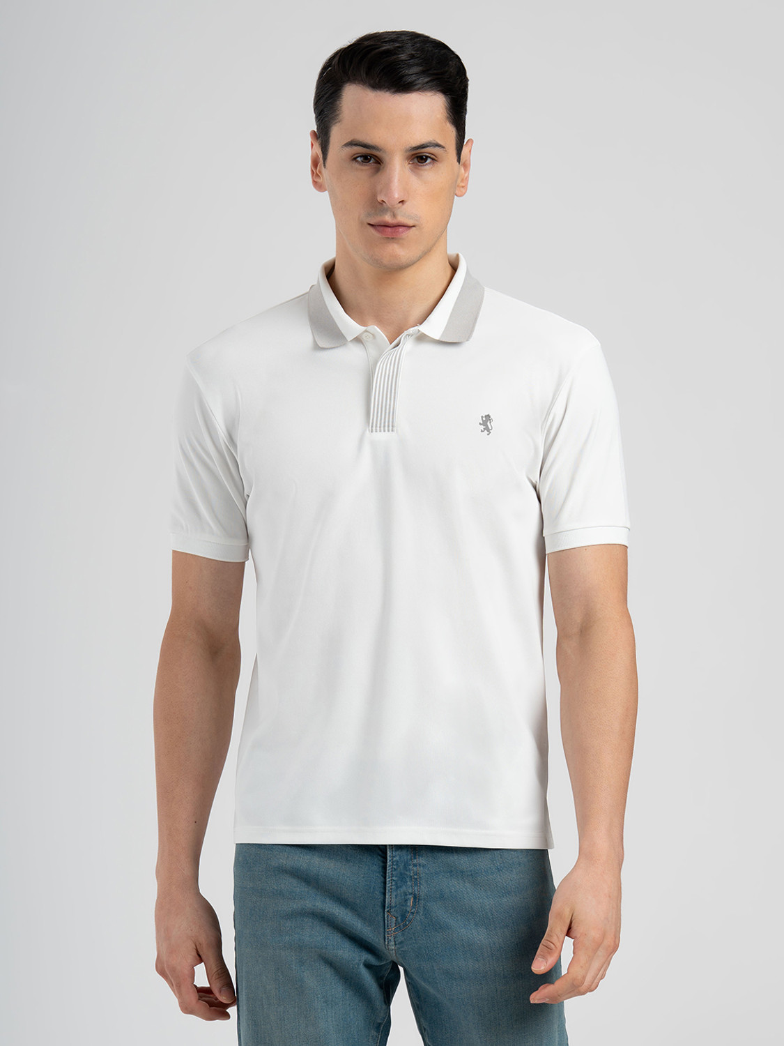Image of RED TAPE Solid Men Polo Neck White T-Shirt
