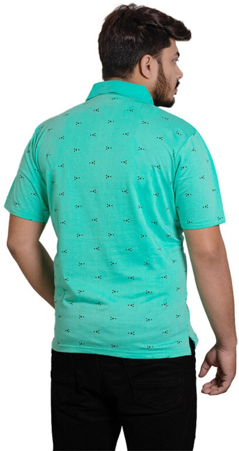 Image of Onestar Printed Men Polo Neck Light Green T-Shirt