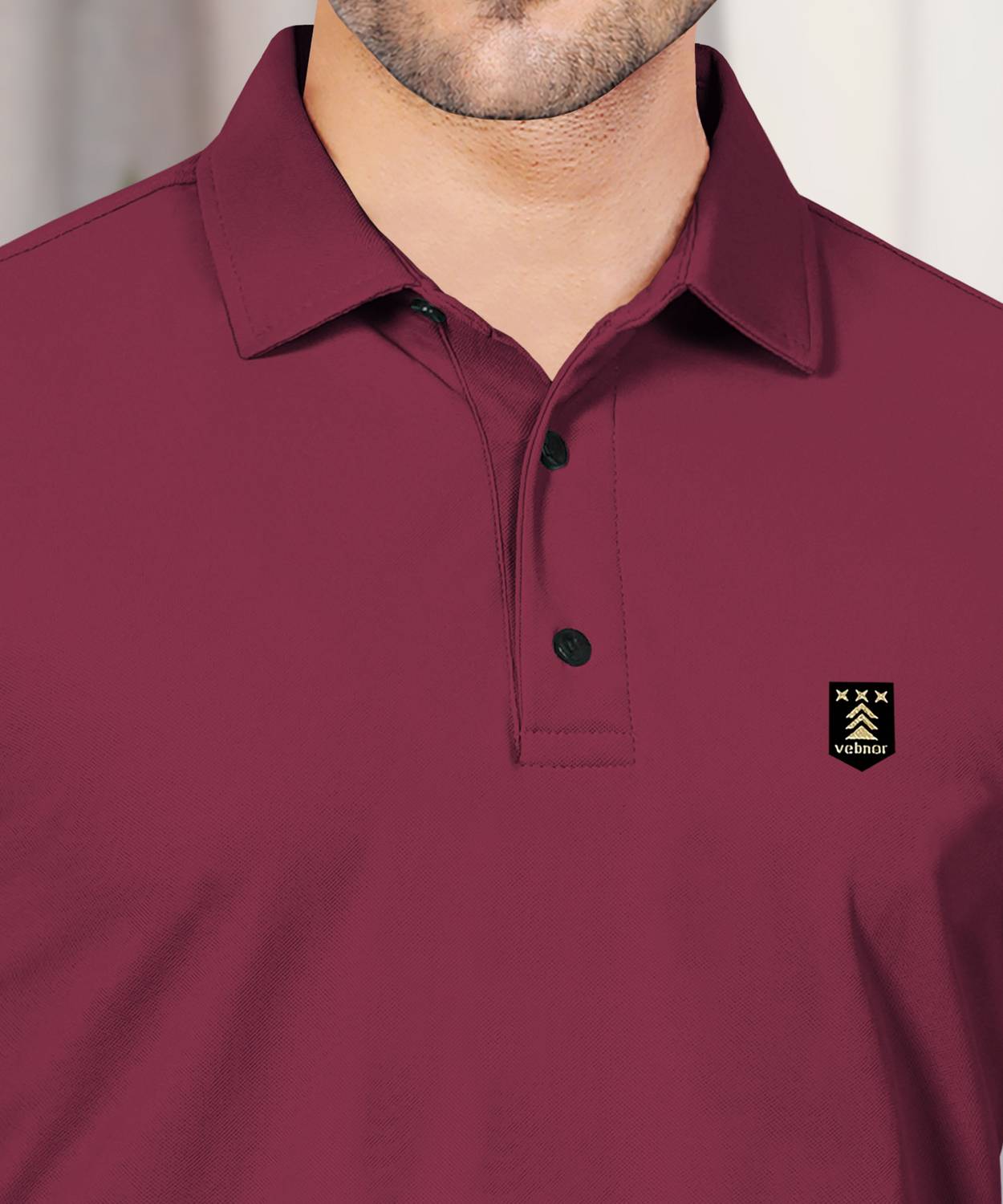 VeBNoR Solid Men Polo Neck Maroon T-Shirt - Image 3