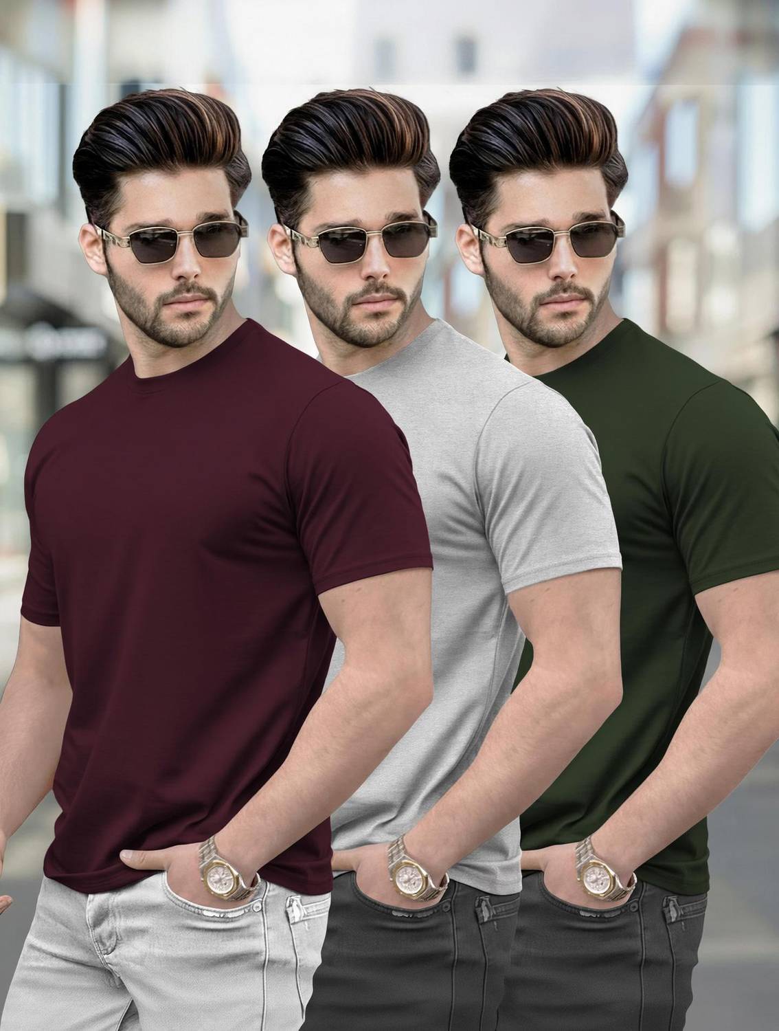 TRIPR Multicolor Men Round Neck T-Shirt Pack of 3 - Image 1