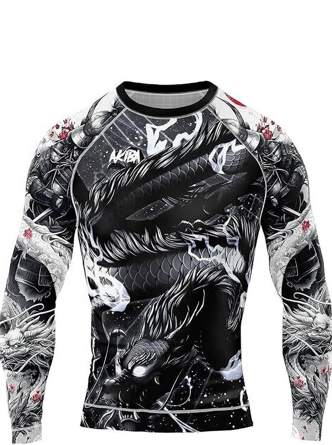 AKIBA Abstract Men Round Neck Black T-Shirt