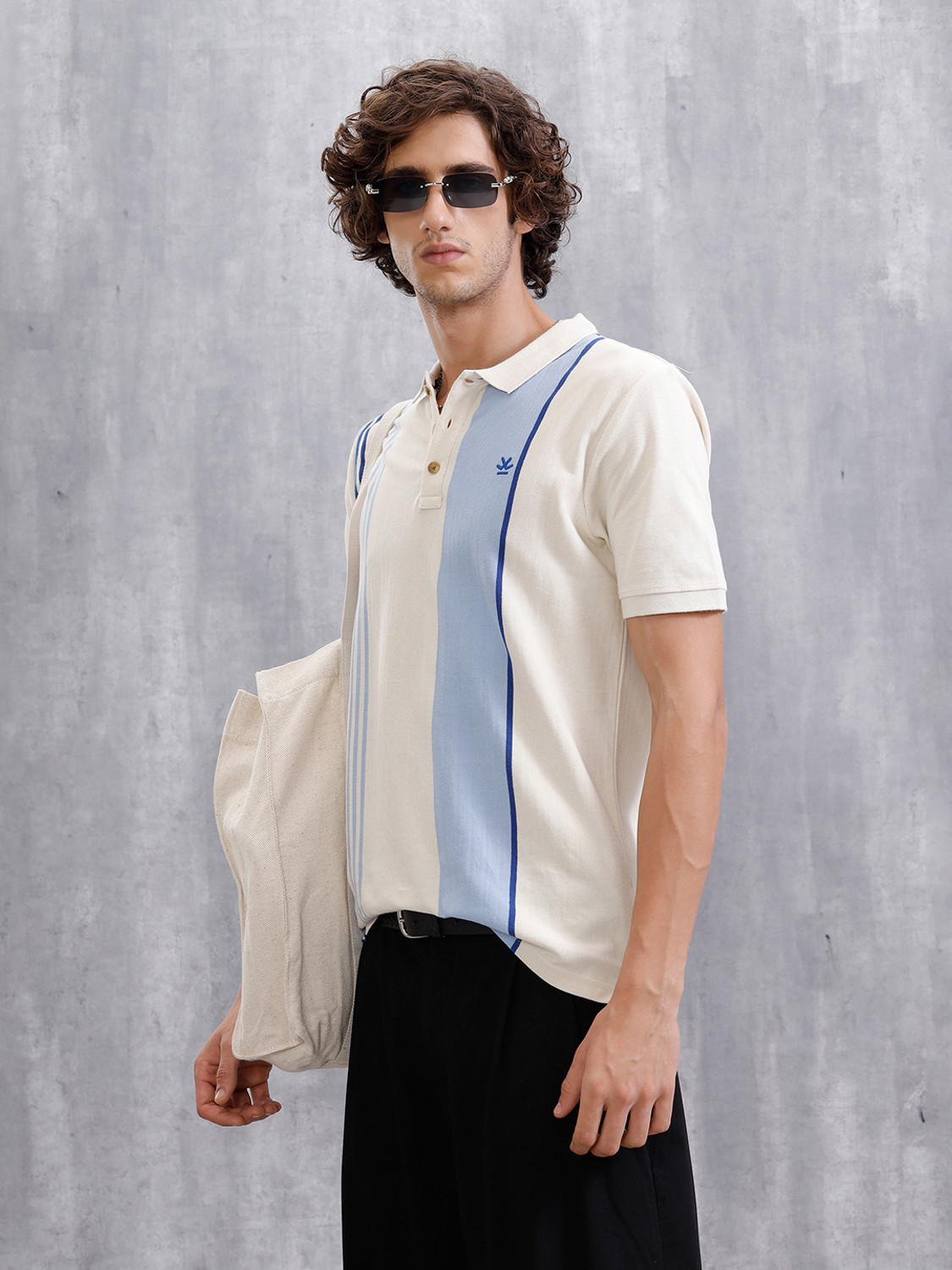 Image of WROGN Solid Men Polo Neck White T-Shirt