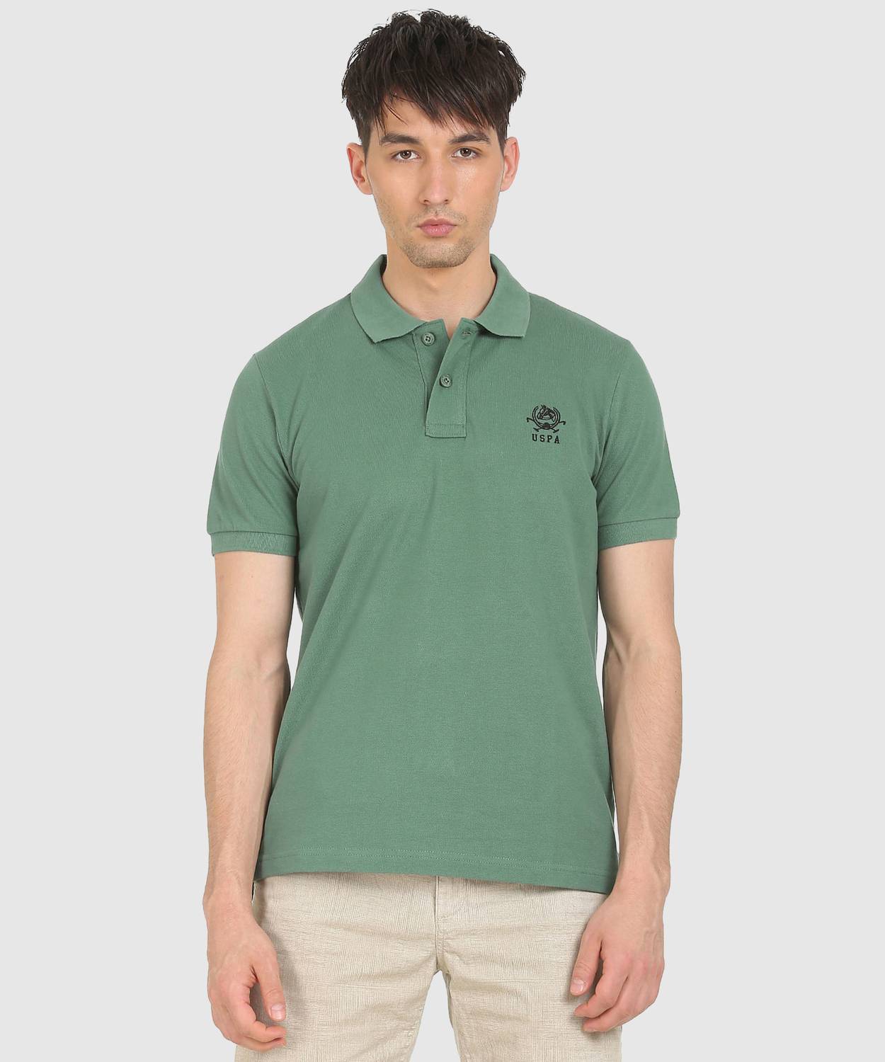 U.S. POLO ASSN. Men Solid Polo Neck Cotton Blend Multicolor T-Shi