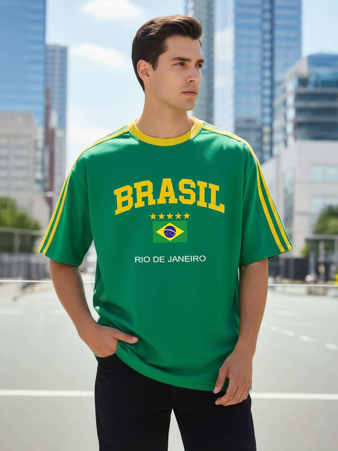 TOM MILTON Men Green T-Shirt - Image 4