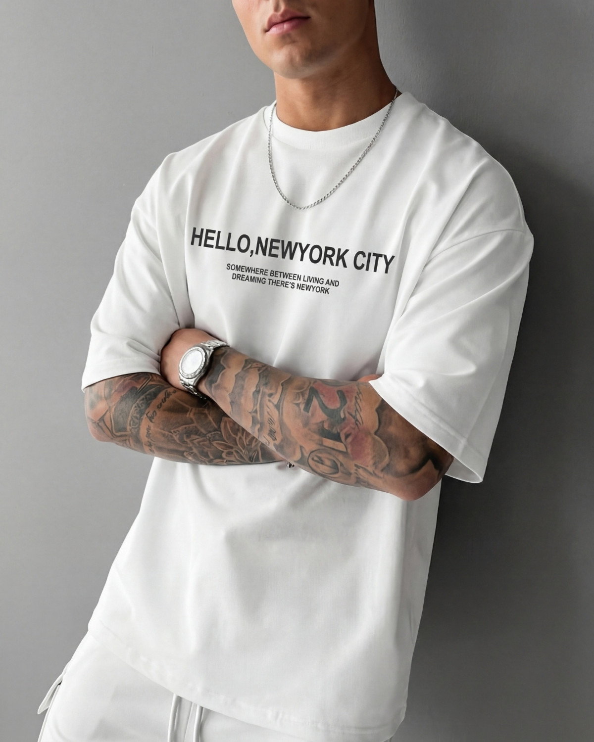 Image of FLYIND VOGUE OUTFIT Typography Men Round Neck White T-Shirt