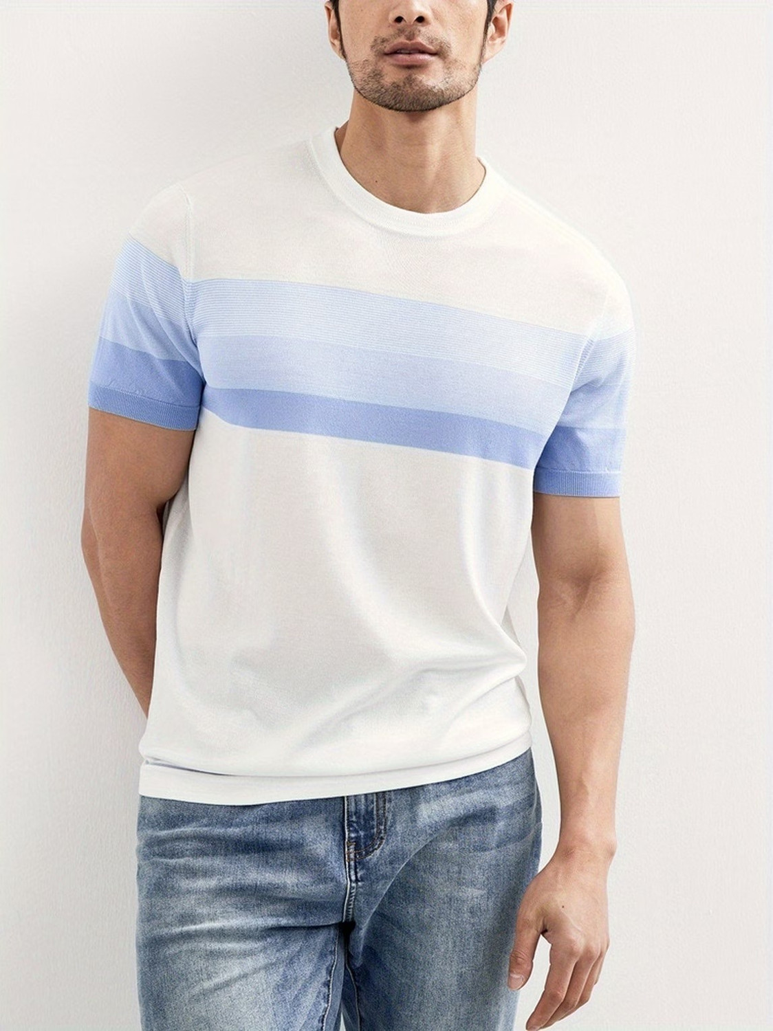 Image of sti Colorblock Men Round Neck Multicolor T-Shirt
