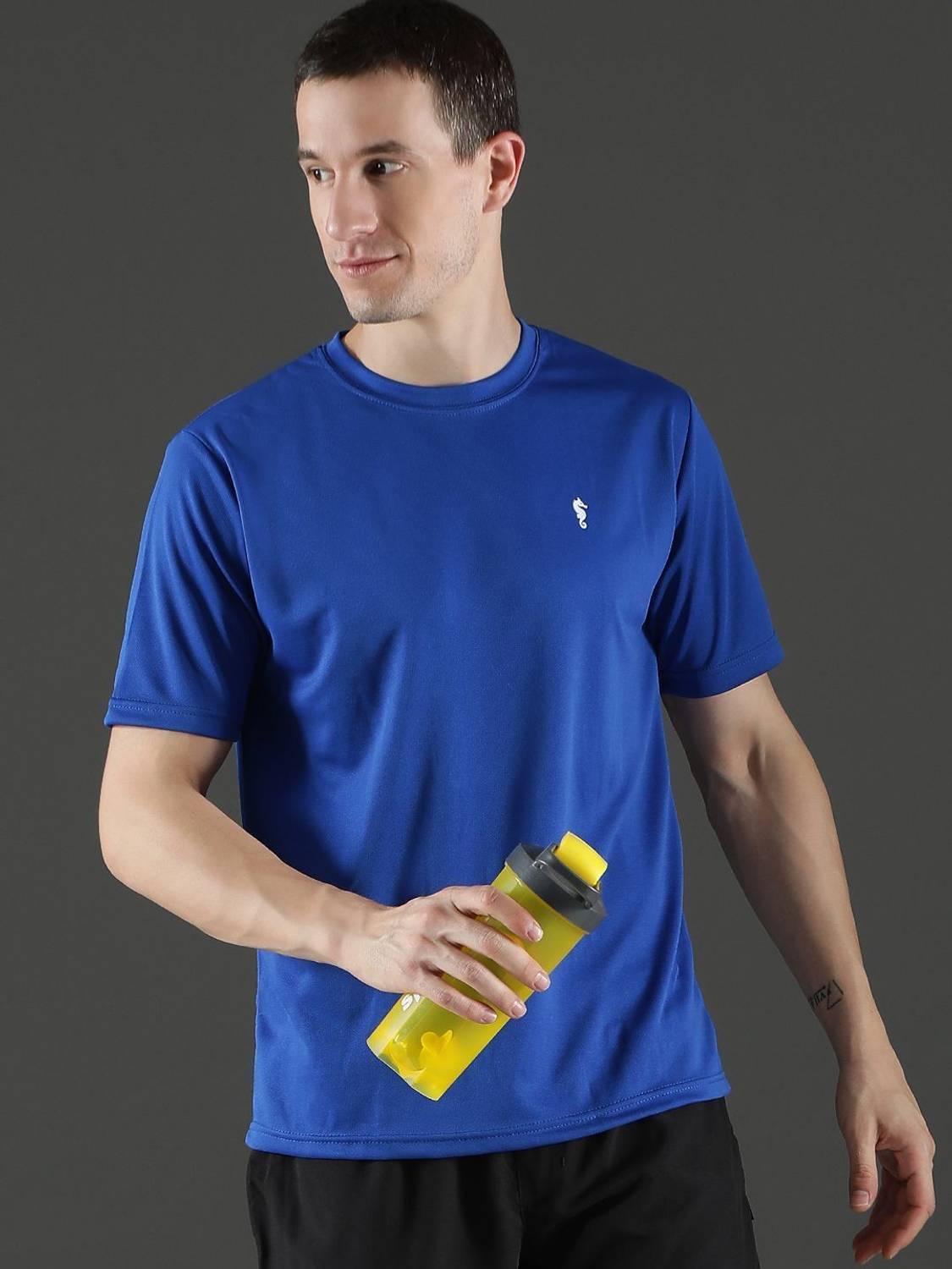 EPPE Royal Blue Round Neck Half Sleeve Polyester Dry Fit T-shirt