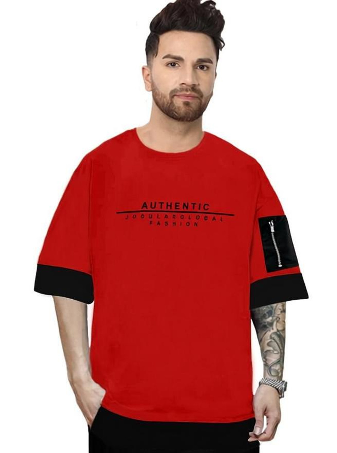Image of JUGULAR Printed Men Round Neck Red T-Shirt
