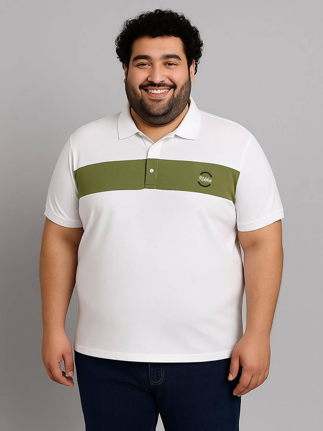 9LKHA Colorblock, Solid Men Polo Neck White T-Shirt