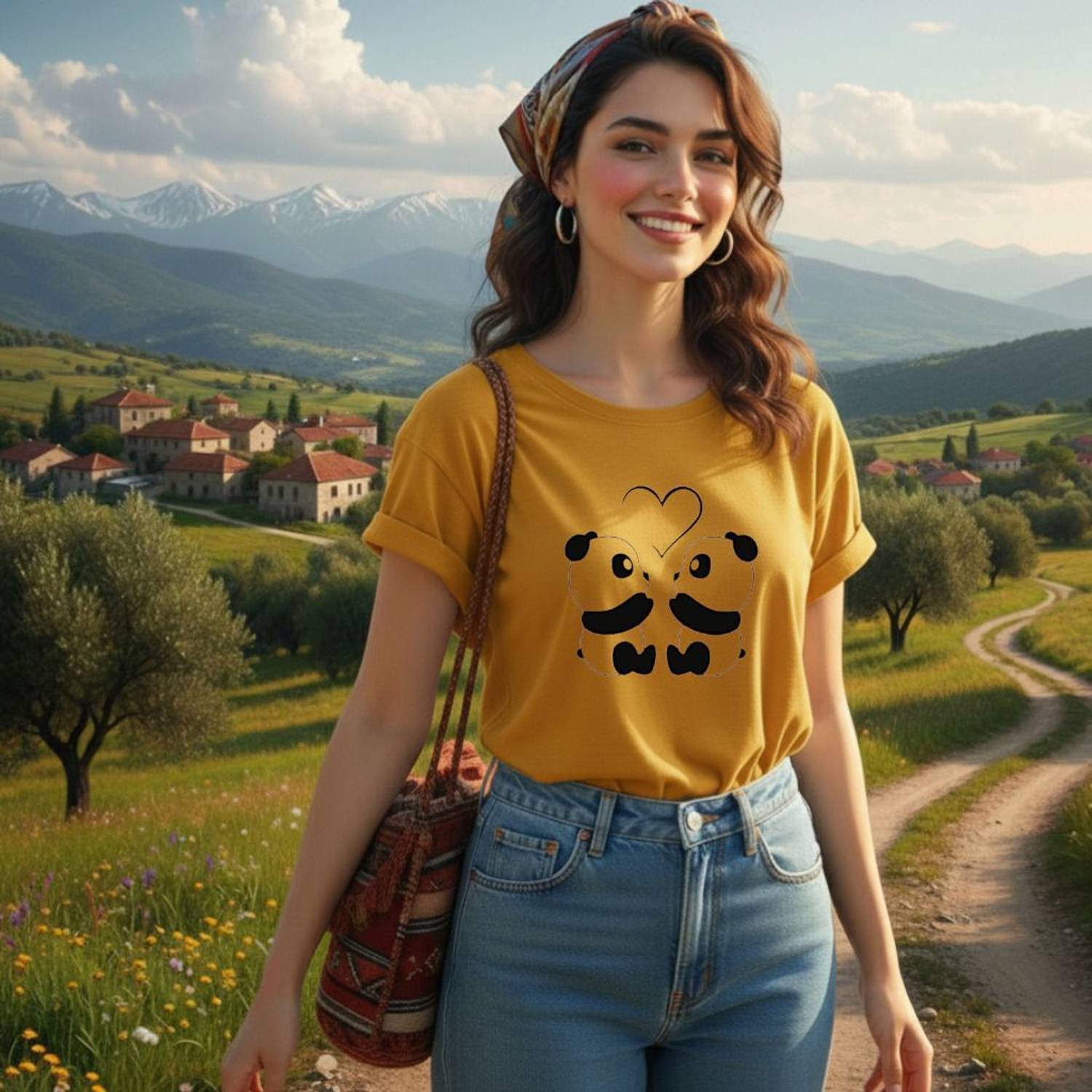 HouseOfCommon Printed Women Round Neck Yellow T-Shirt