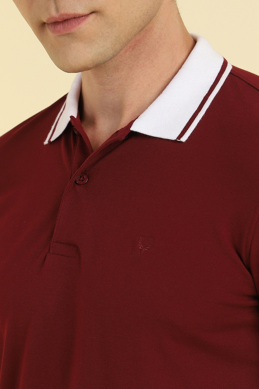 Image of Allen Solly Solid Men Polo Neck Maroon T-Shirt