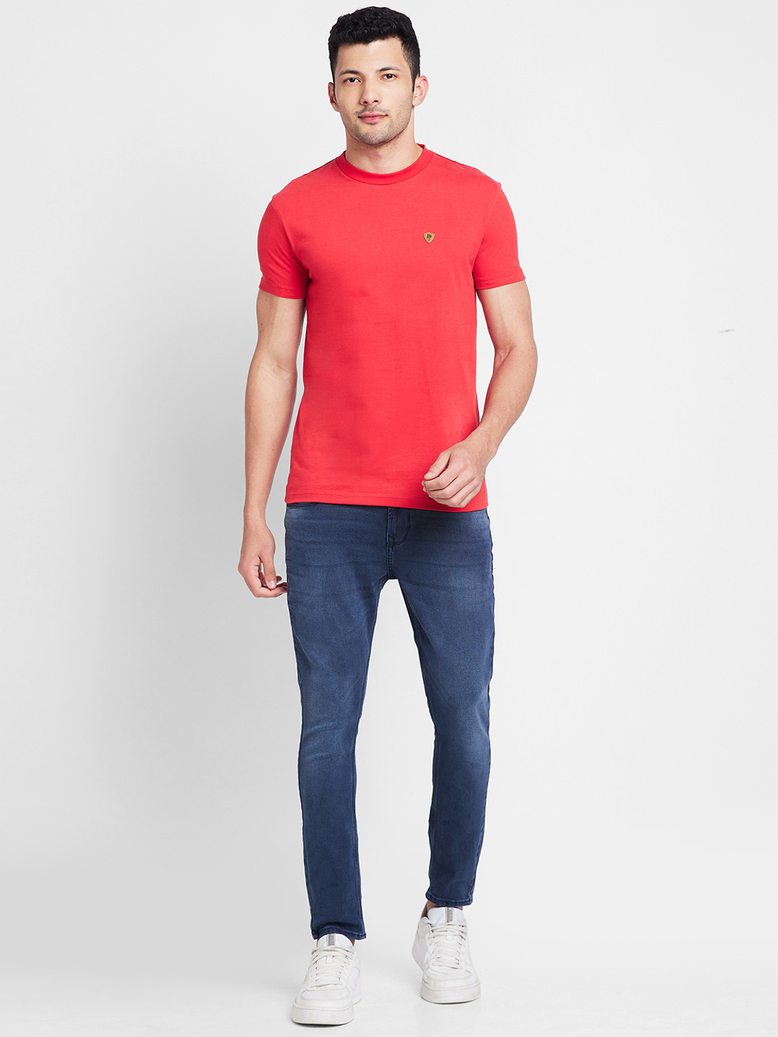 Image of BEING HUMAN Solid Men Round Neck Red T-Shirt
