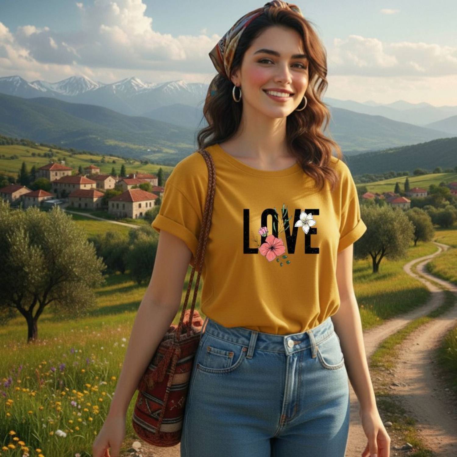 Attirea Printed Women Round Neck Yellow T-Shirt