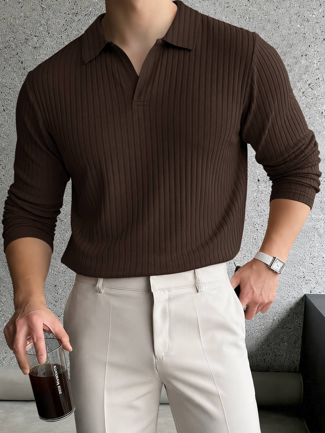 EyeBogler Men Polo Neck Brown T-Shirt - Image 1