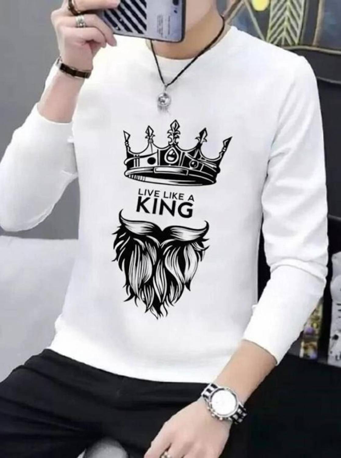AFCollection Printed Men Round Neck White T-Shirt